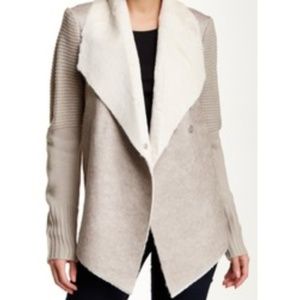 BNCI by Blanc Noir suede/shearling sweater jacket